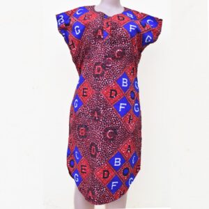 AfriChic Short Sleeve Women's African Print Dress-SKU014